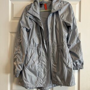 Gray Hooded Windbreaker Jacket